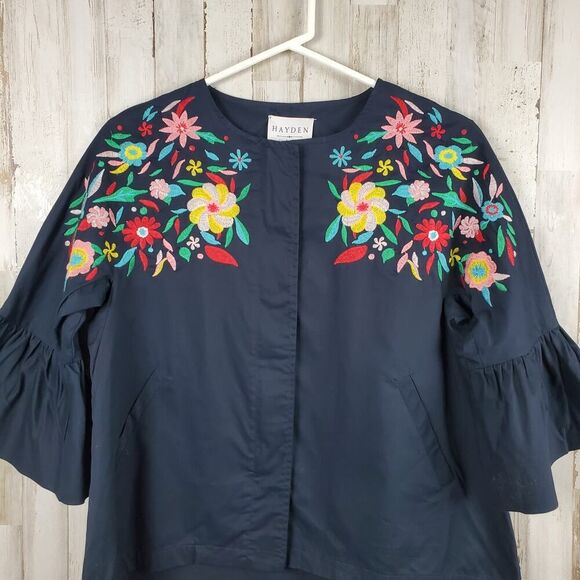 Hayden L.A. Floral Embroidered Jacket Black Size Small - Picture 4 of 10